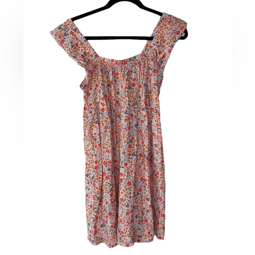 Wild Fable Floral Yellow Short Sleeve Off the Shoulder Dress Womens XS